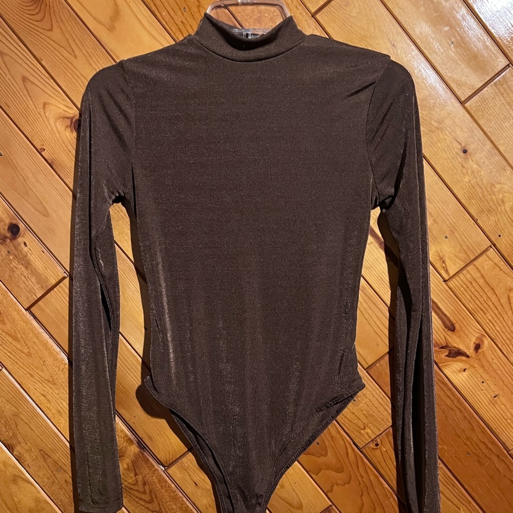 Brown Mesh Bodysuit | Long Sleeve Sheer Top NWOT